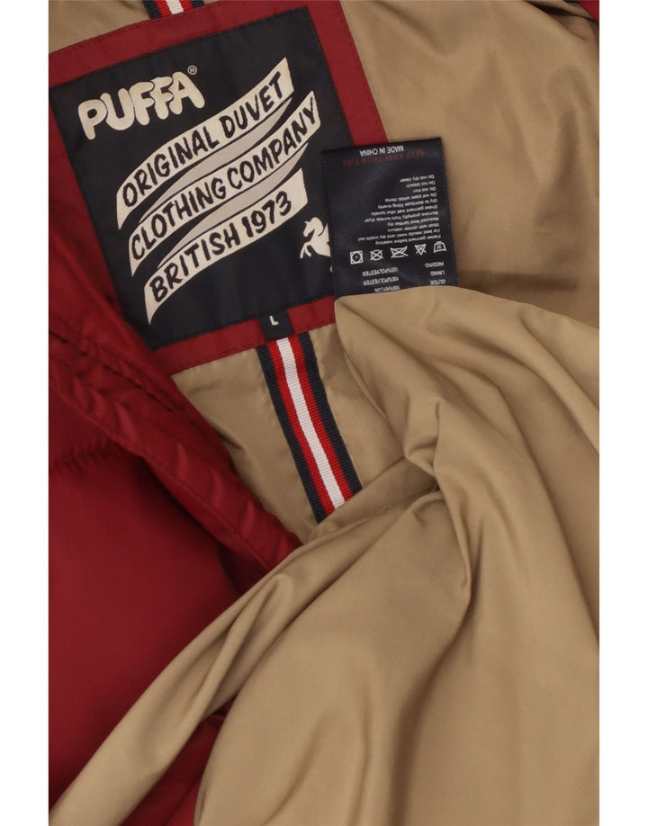 Męska ocieplana kurtka z kapturem PUFFA UK 40, duża, czerwona nylonowa