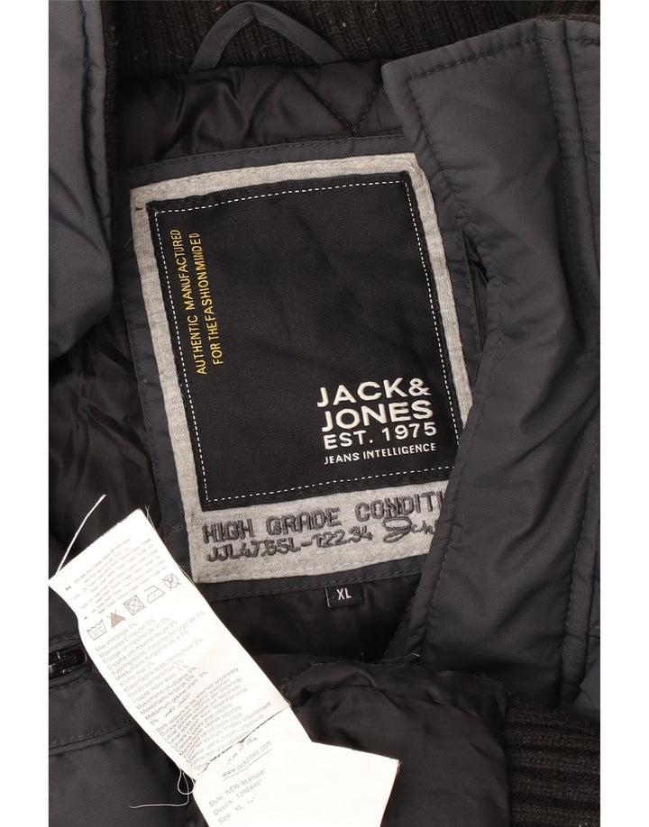 Męska kurtka bomber Jack & Jones UK 42 XL, szary nylon