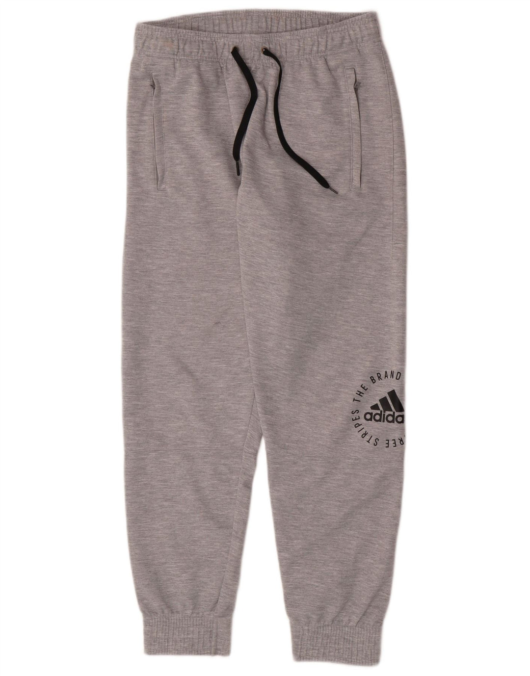 Męskie spodnie dresowe Adidas z grafiką, średnioszare, poliestrowe