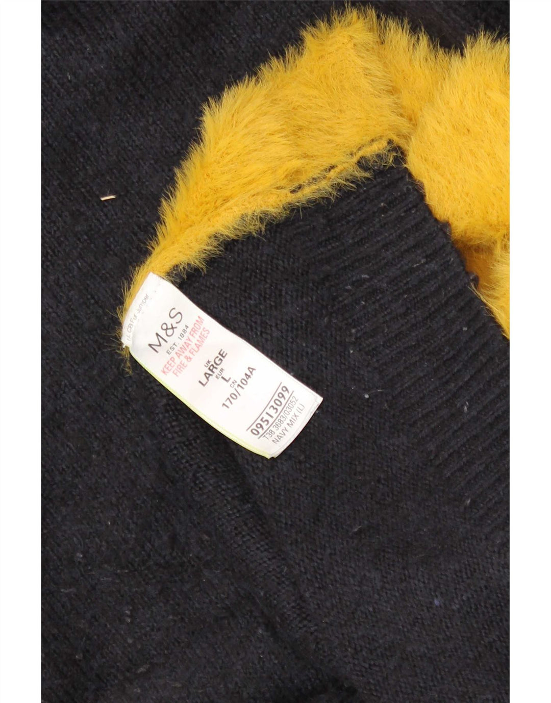 Marks & Spencer Męski sweter z golfem, duży, granatowy, z blokami kolorów