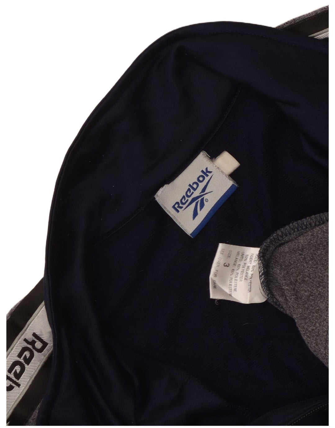 Męska kurtka dresowa Reebok z grafiką, duża, granatowa, z blokami kolorów