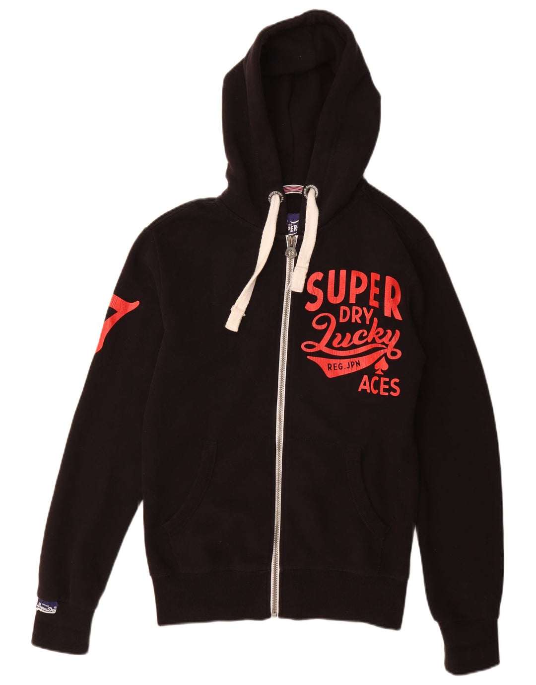 SUPERDRY Męski sweter z kapturem i zamkiem błyskawicznym, mały, czarny, bawełniany
