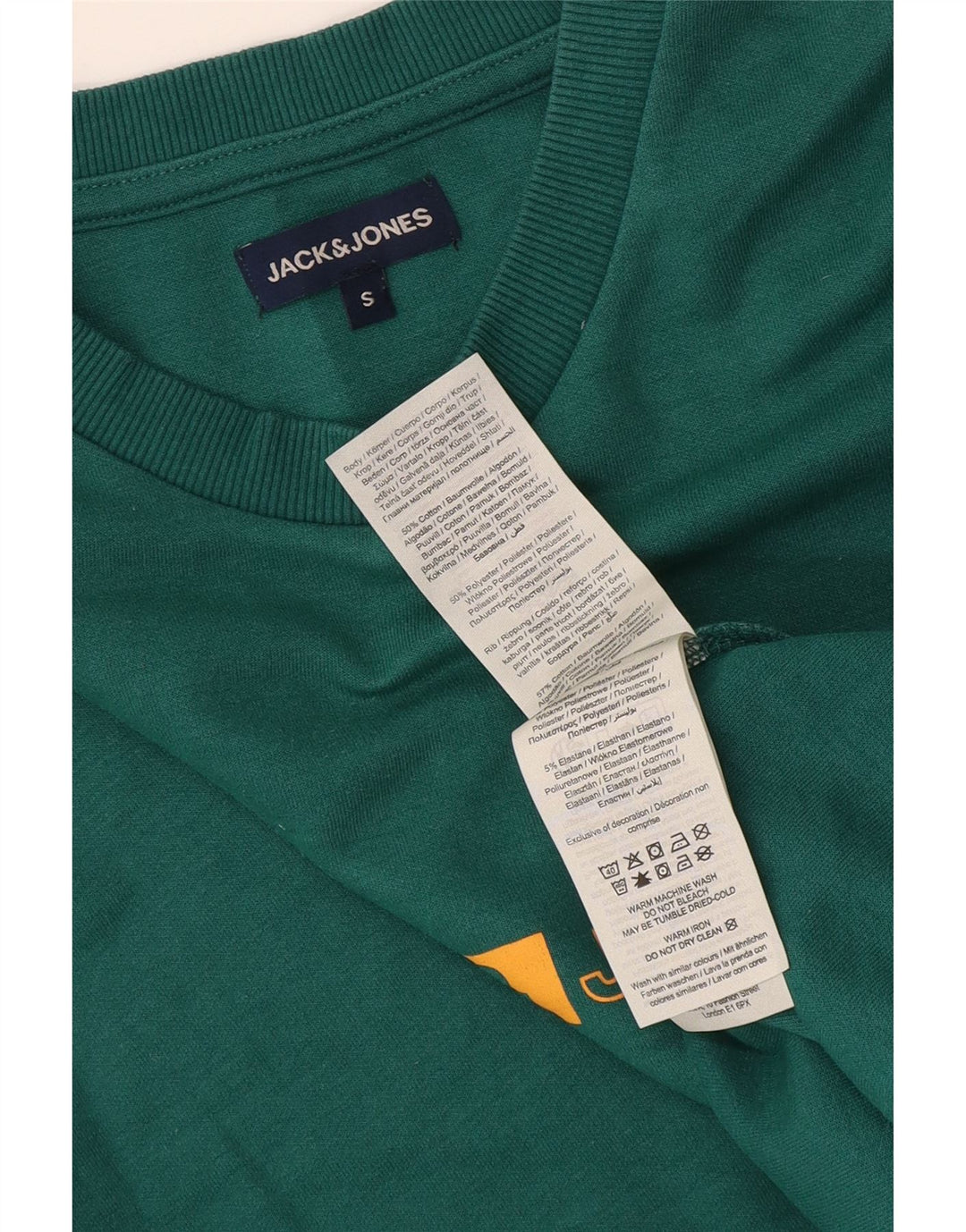 Męski sweter z grafiką Jack & Jones, mały, zielony, bawełniany
