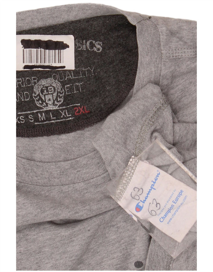 CHAMPION Mens Graphic T-Shirt Top 2XL Grey Cotton
