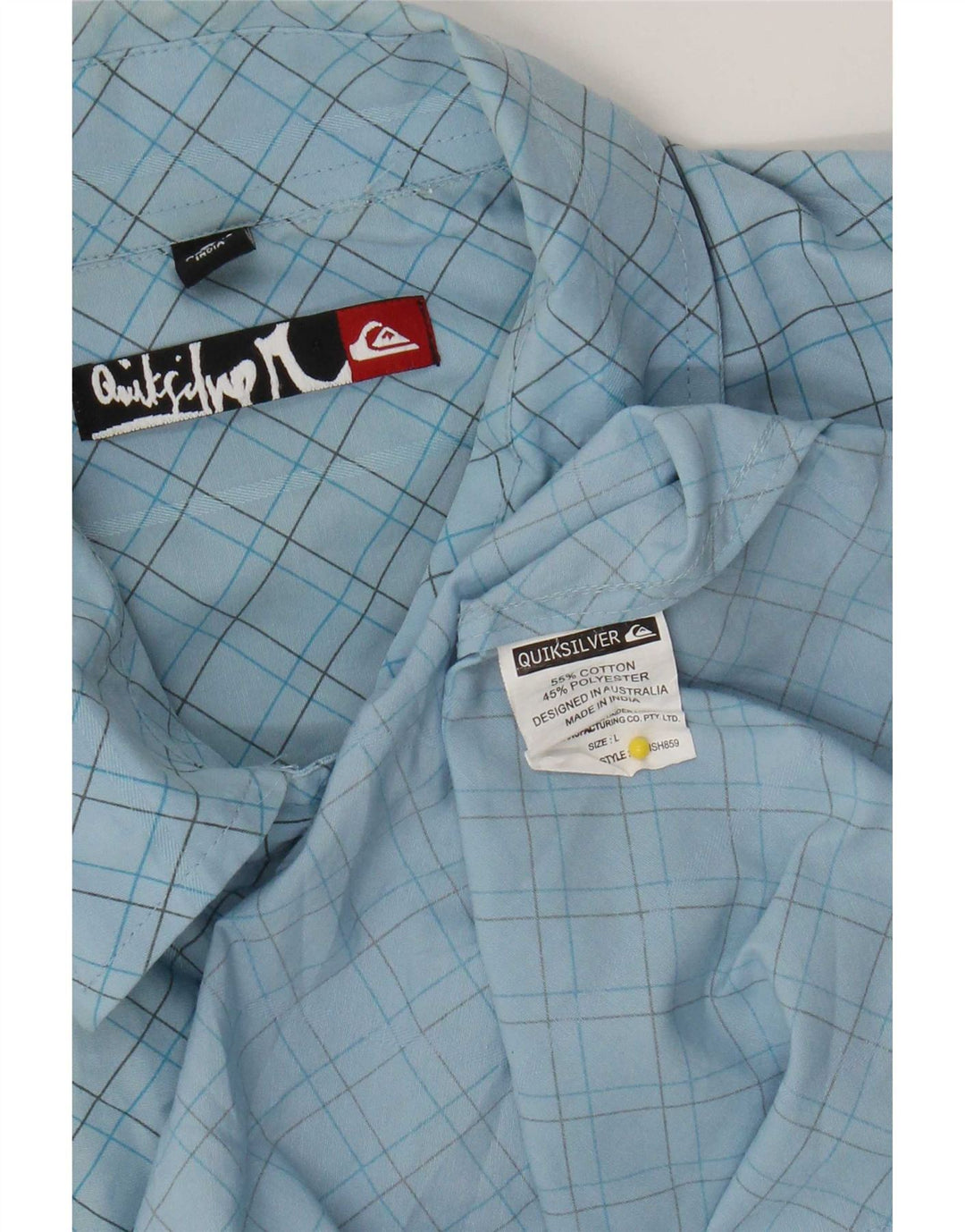 Męska koszula z krótkim rękawem Quiksilver, duża, niebieska, bawełniana krata