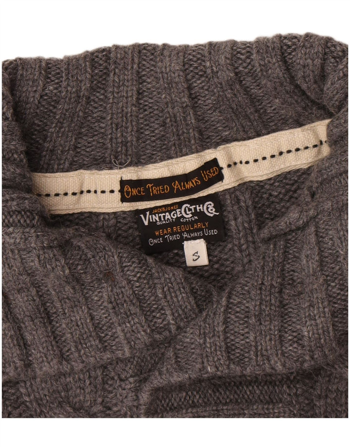 Męski sweter zapinany na guziki Jack & Jones, mały, szary, wełniany