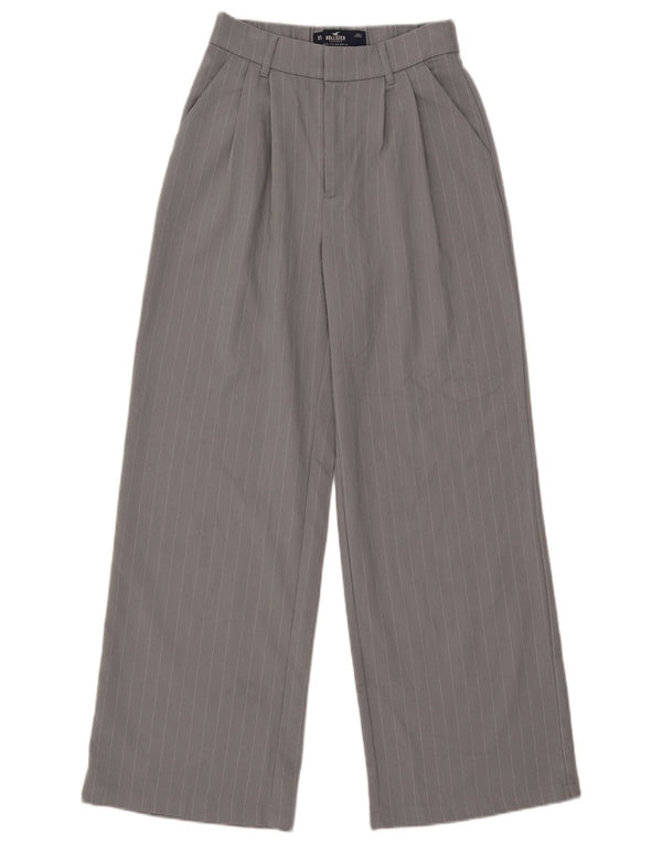 Damskie spodnie chino z wysokim stanem i szeroką nogawką Hollister XS W25 L28 w szare paski