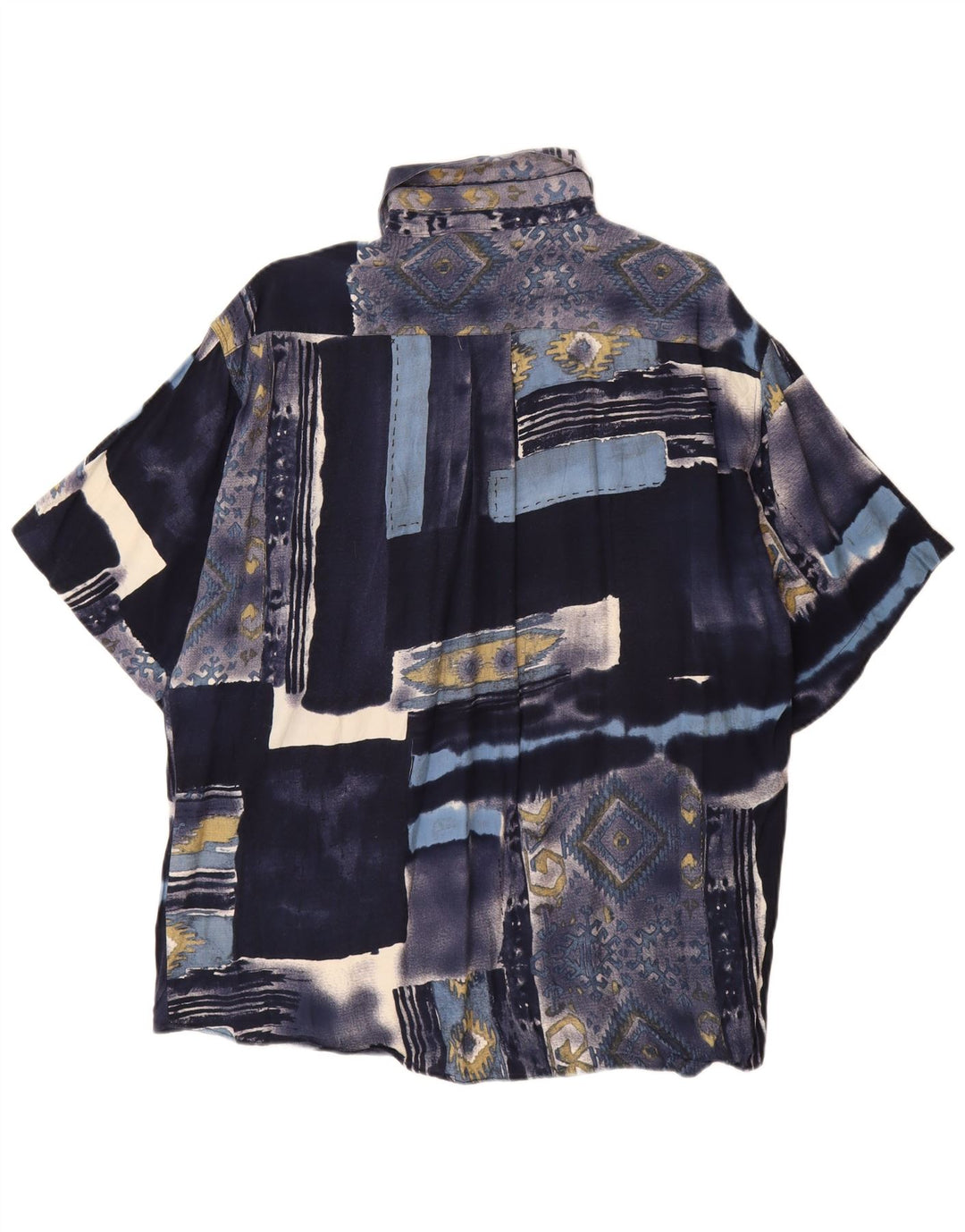 Koszula męska z krótkim rękawem TIPO S, duża, granatowa, patchworkowa wiskoza