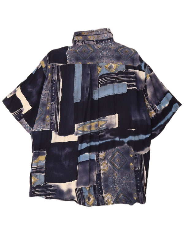 Koszula męska z krótkim rękawem TIPO S, duża, granatowa, patchworkowa wiskoza