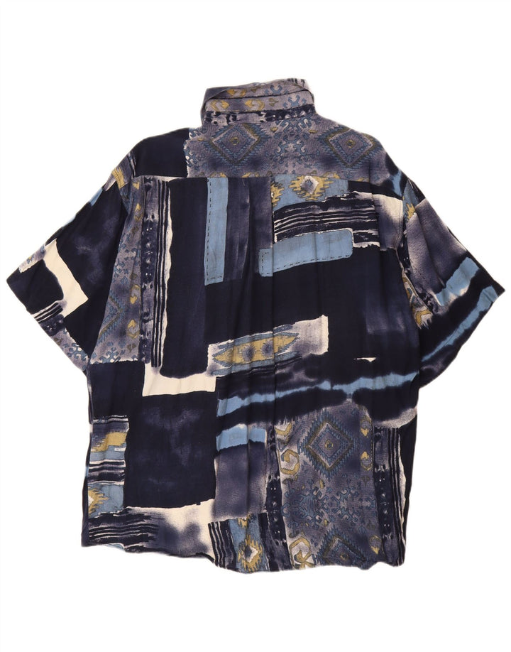 Koszula męska z krótkim rękawem TIPO S, duża, granatowa, patchworkowa wiskoza