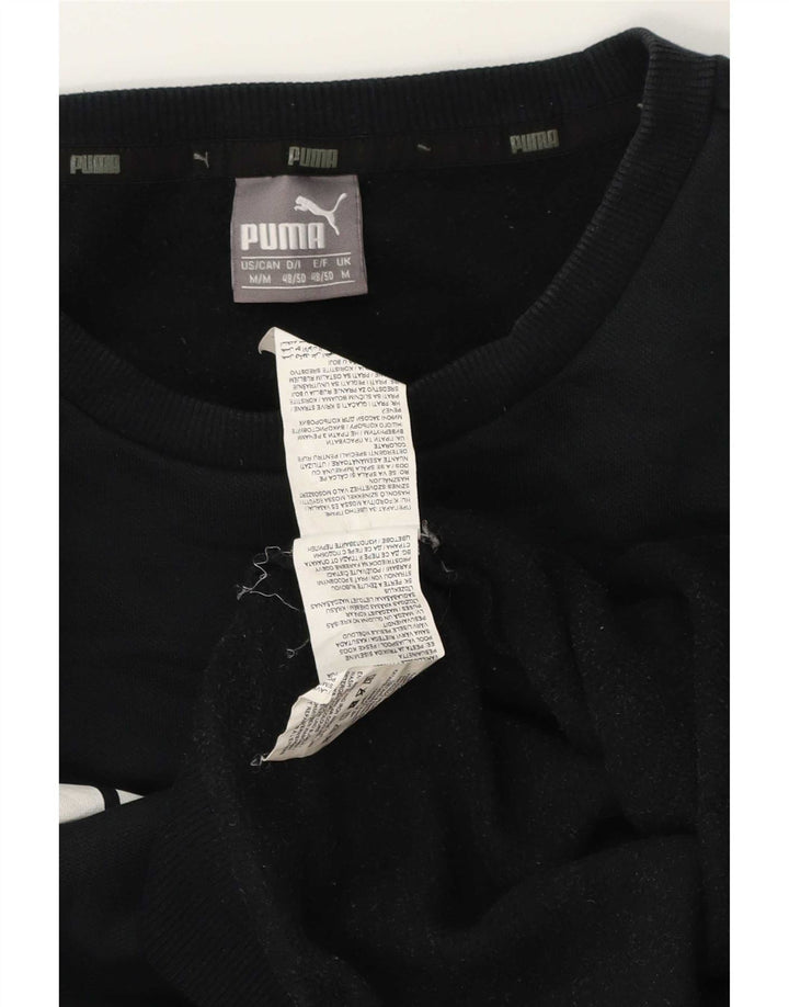 Męska bluza z grafiką Puma, średnia czarna, bawełniana