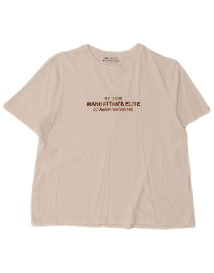 Damska koszulka z grafiką Zara Top UK 12 Medium White