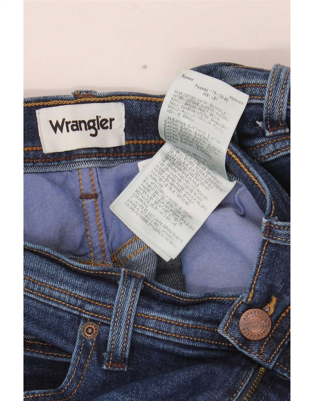 Wrangler Męskie proste dżinsy W36 L32 Niebieskie bawełniane