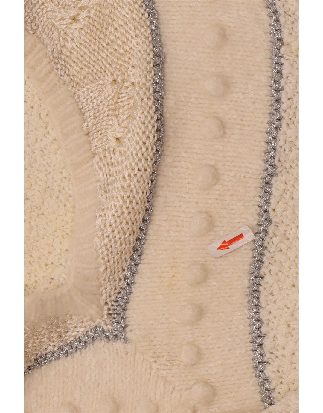 Sweter damski Madeleine z dekoltem w kształcie litery V, EU 36/38, w małe białe paski