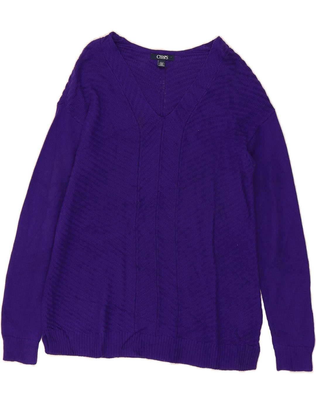 CHAPS Womens Oversized V-Neck Jumper Sweater UK 10 Small Purple Cotton Vintage Chaps and Second-Hand Chaps from Messina Hembry 