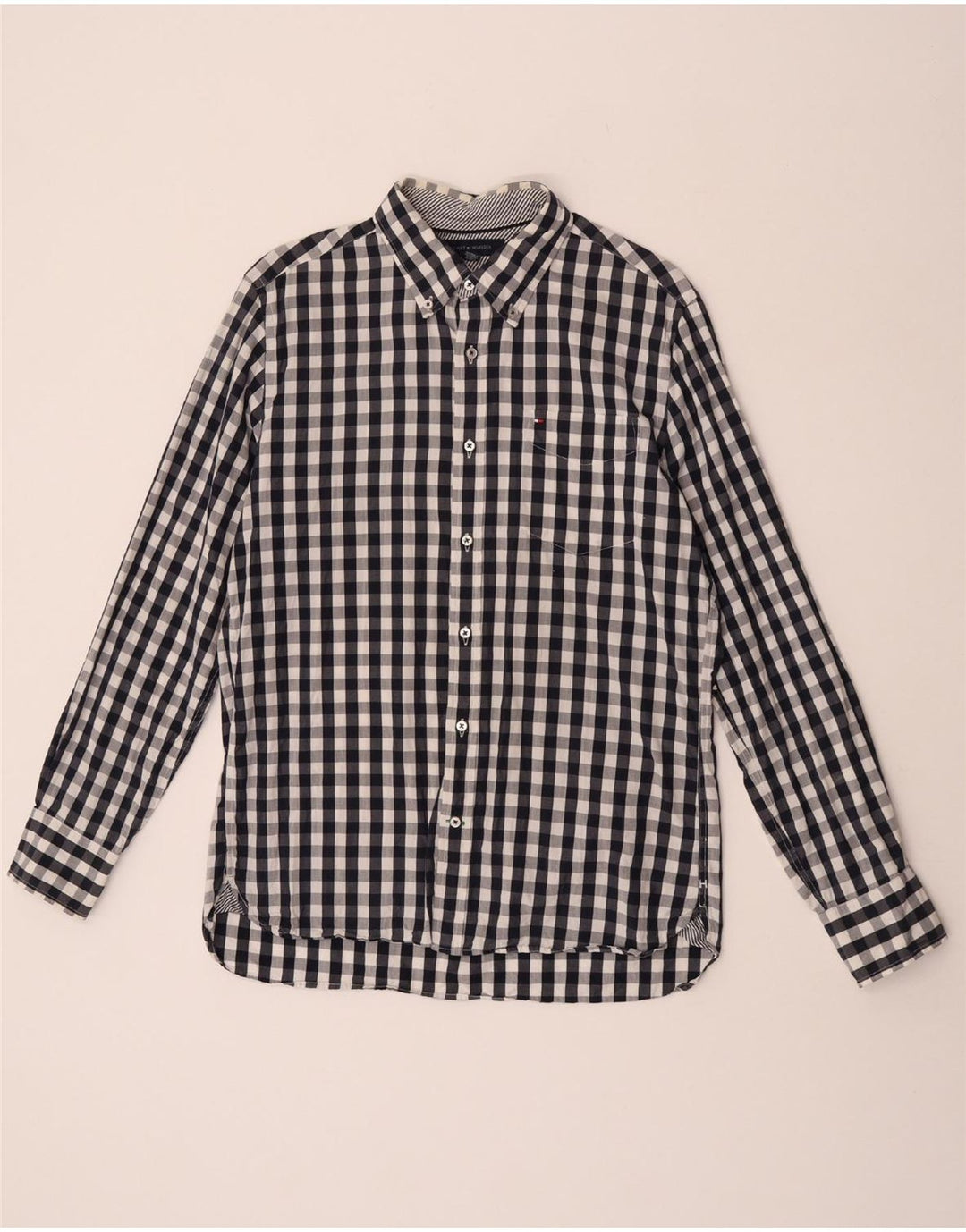 Męska koszula Tommy Hilfiger o dopasowanym kroju, rozmiar 15 1/2 16, średnia niebieska kratka