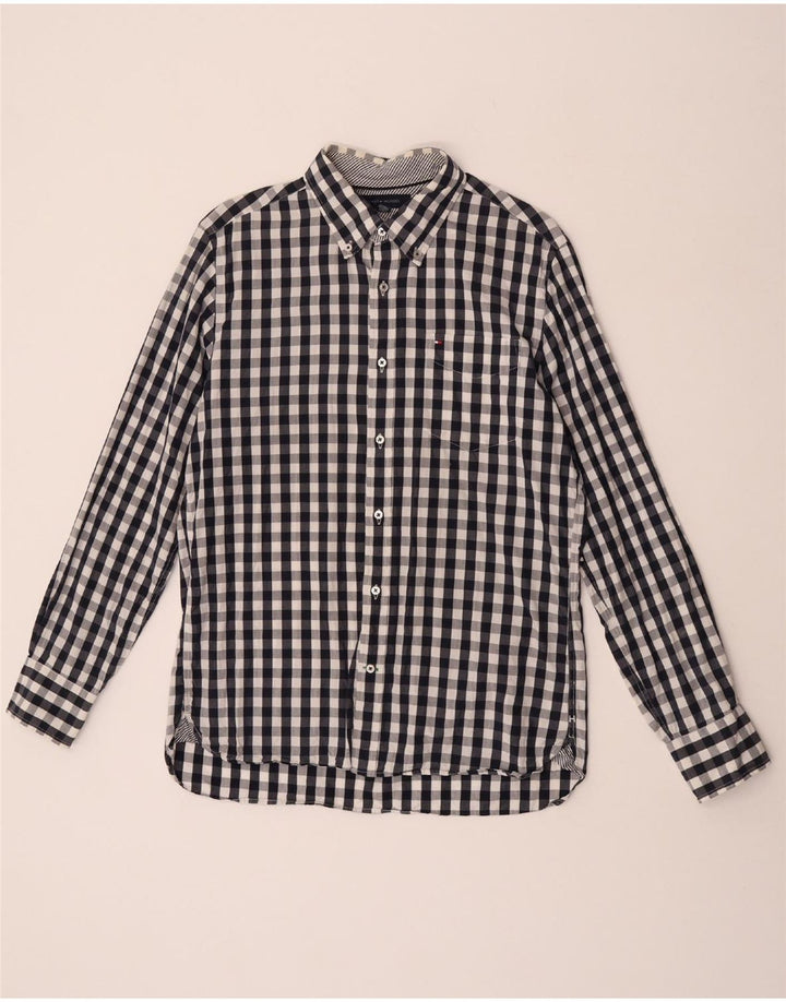 Męska koszula Tommy Hilfiger o dopasowanym kroju, rozmiar 15 1/2 16, średnia niebieska kratka