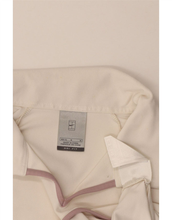Damska koszulka polo NIKE Dri Fit US 8/10, średni biały poliester