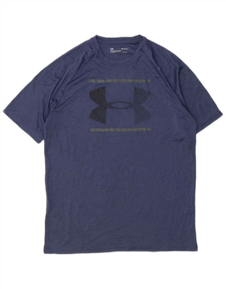 UNDER ARMOUR Męski T-shirt z grafiką Heat Gear, średni, granatowy poliester