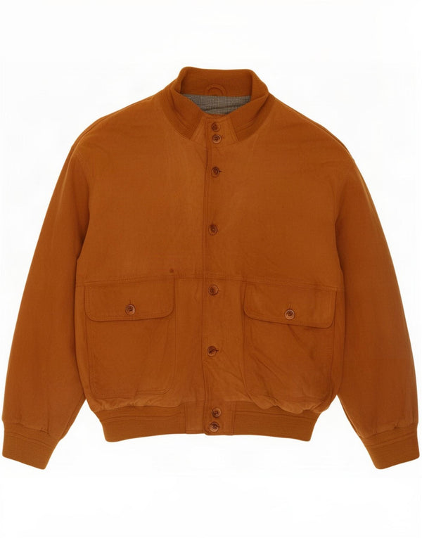 Męska zamszowa kurtka bomber w stylu vintage UK 38 Średni brąz, skóra
