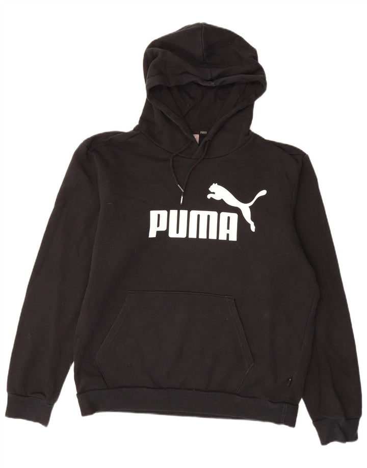 Męski sweter z kapturem i grafiką PUMA, średni czarny, bawełniany