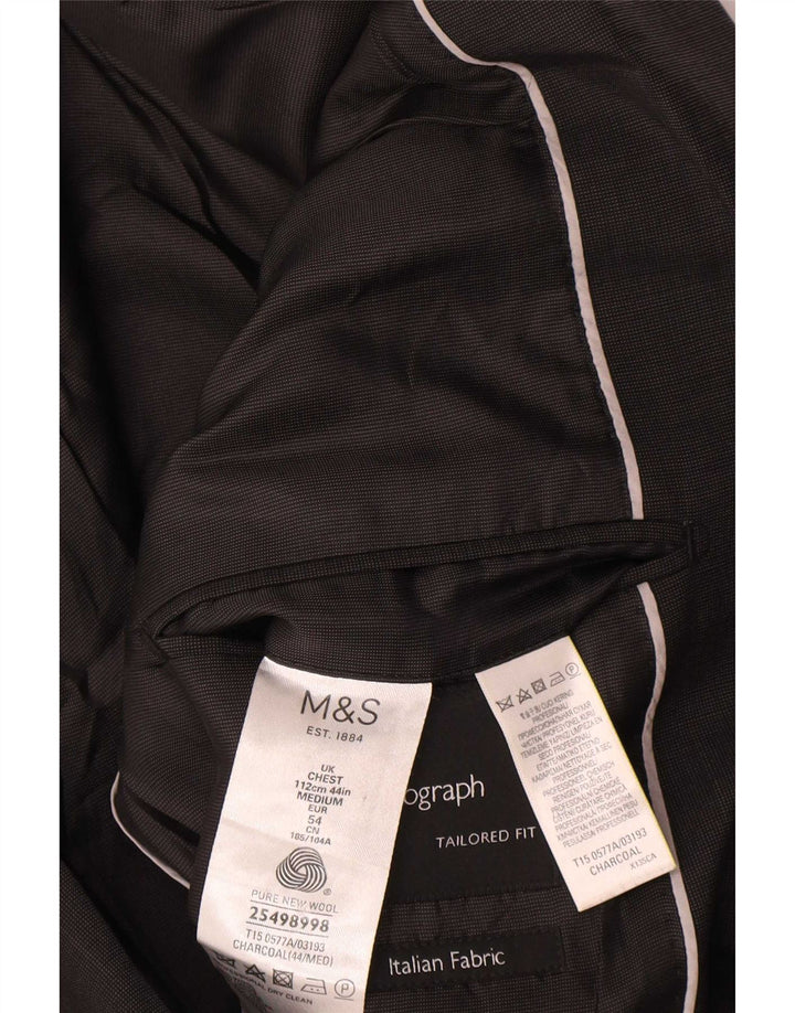 Marks & Spencer Męska marynarka z autografem, zapinana na 2 guziki, UK 44 XL, czarna wełna