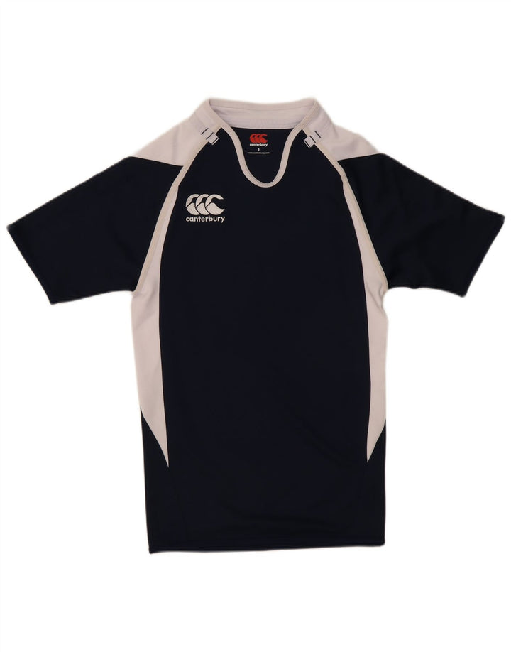 Męski T-shirt z grafiką Canterbury, mały, granatowy, poliester w blokach kolorów