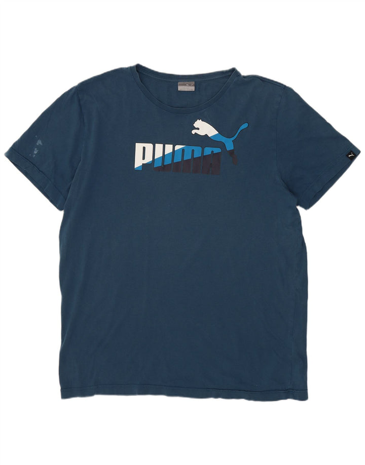 Męski T-shirt z grafiką Puma, duży, niebieski