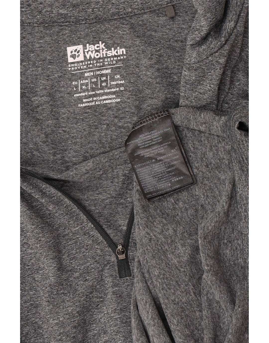 Męski dres Jack Wolfskin z zamkiem błyskawicznym, UK 42, duży, szary