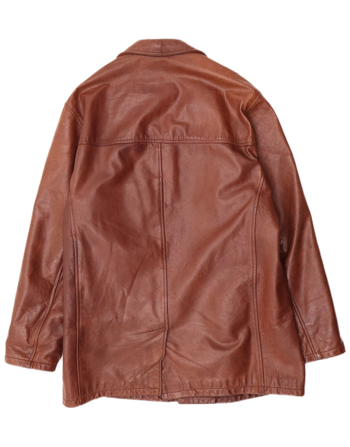 Męska kurtka skórzana w stylu vintage UK 38 Średnia brązowa skóra