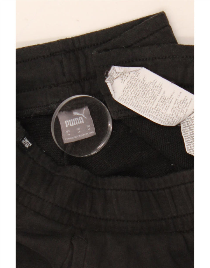 Męskie spodnie dresowe Puma z grafiką, średniej wielkości czarne bawełniane