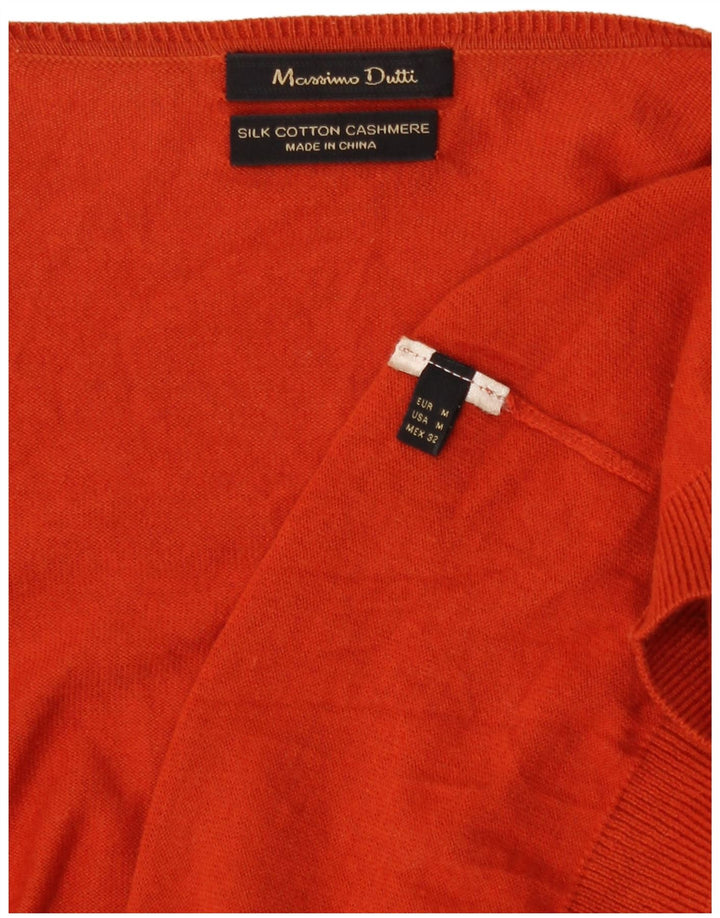Asymetryczny, otwarty sweter damski Massimo Dutti UK 14, średni pomarańczowy