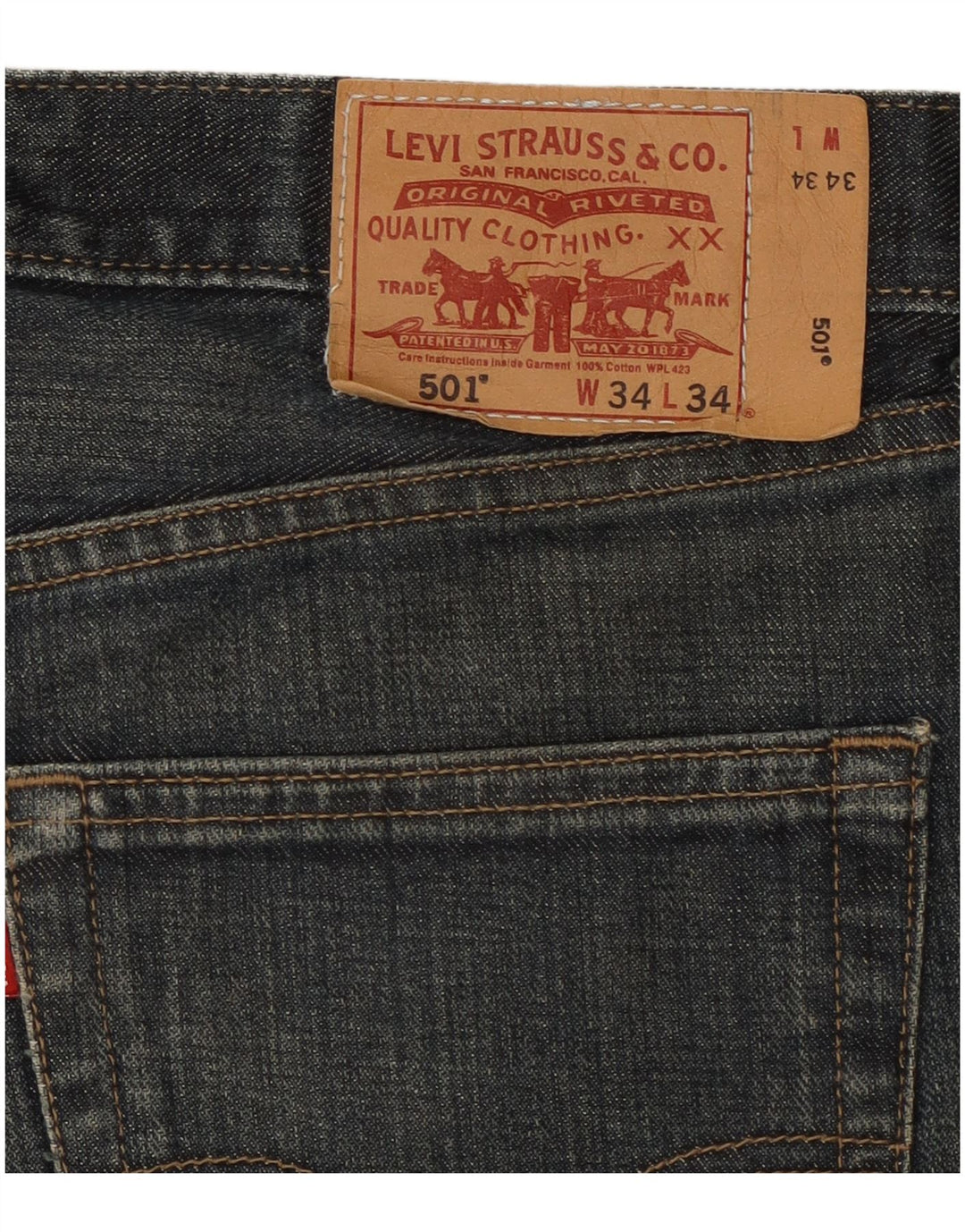 Męskie spodenki jeansowe LEVI'S 501 W34, duże, niebieskie, bawełniane