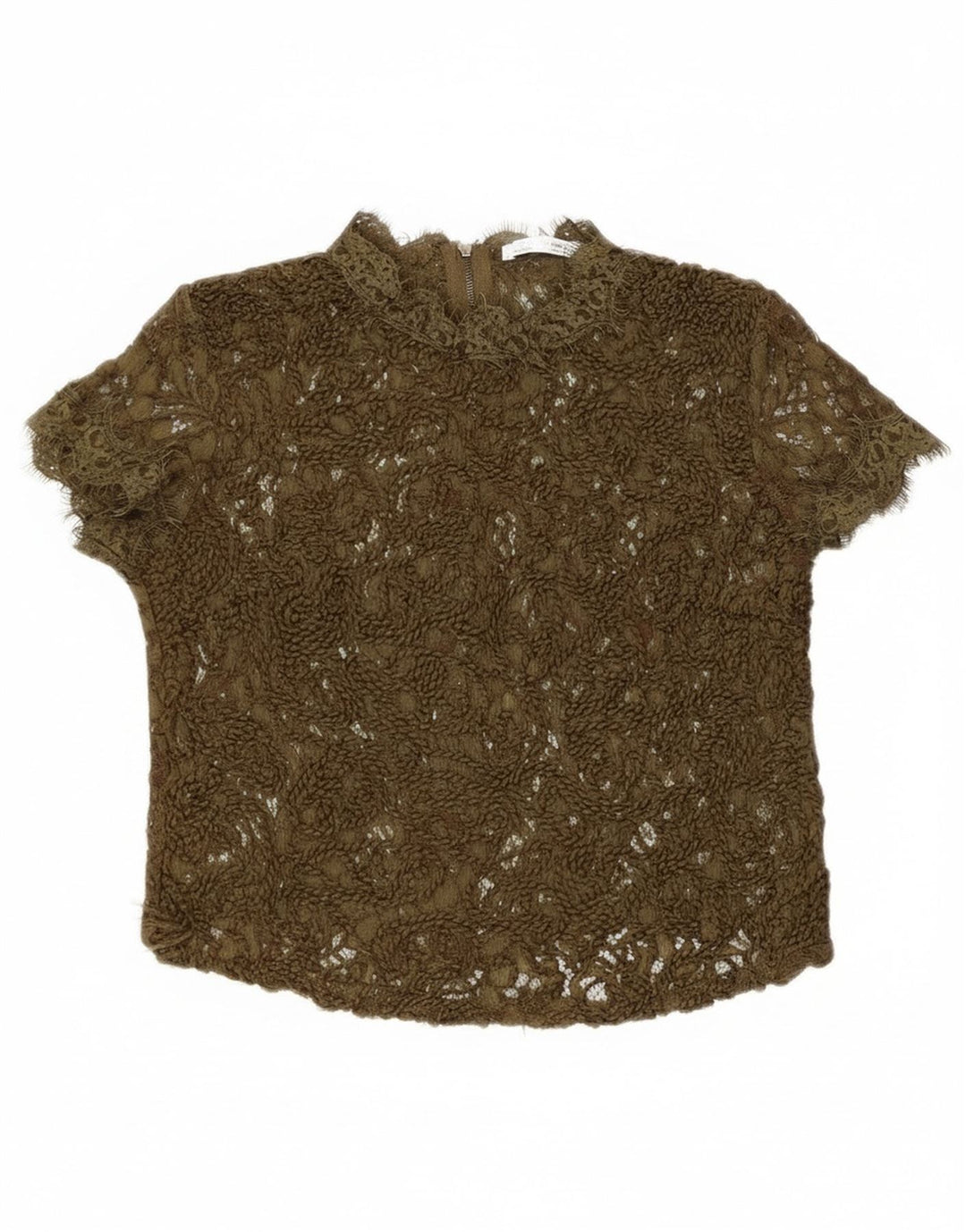 Koronkowa prześwitująca bluzka damska Zara UK 8 Small Khaki