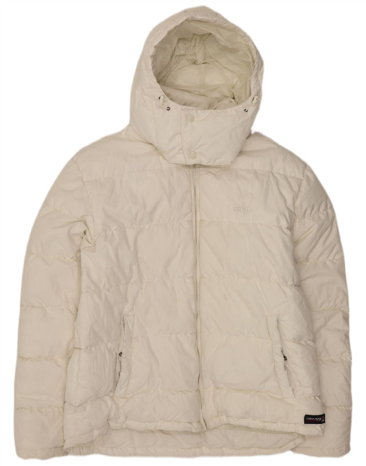 Męska ocieplana kurtka z kapturem FILA UK 42 XL, biały poliester