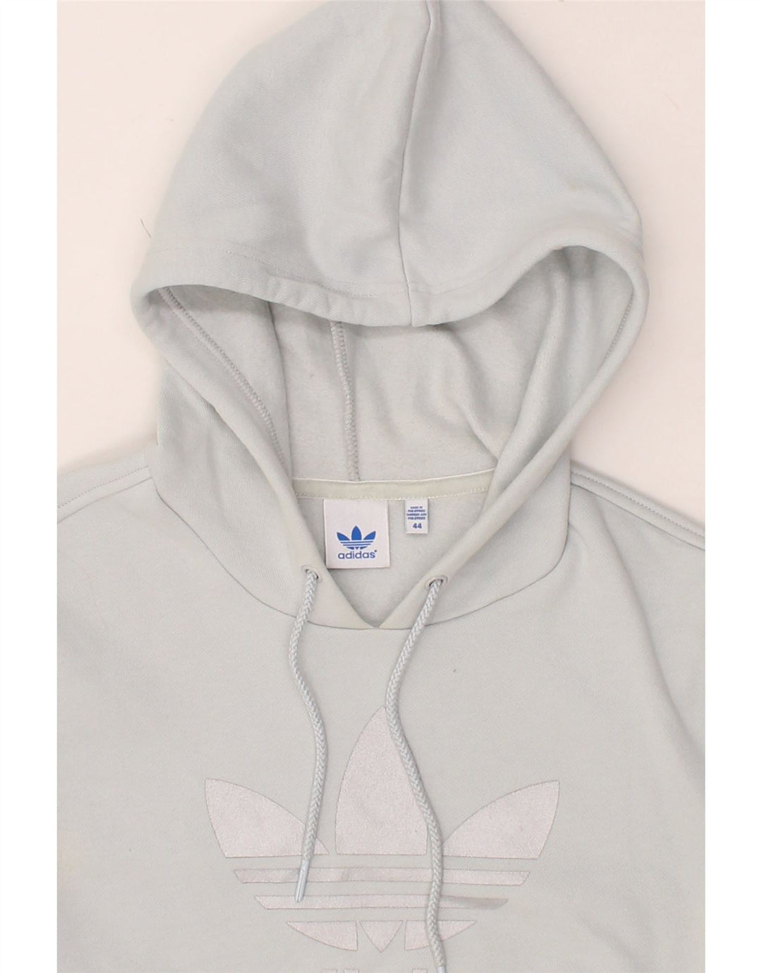 ADIDAS Womens Graphic Hoodie Jumper IT 44 Medium Blue Cotton Vintage Adidas and Second-Hand Adidas from Messina Hembry 