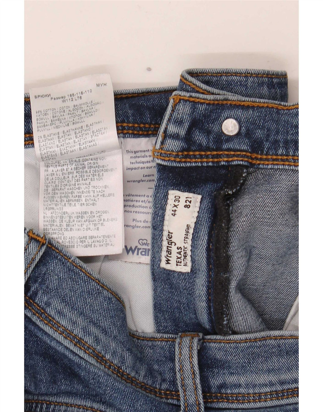 Męskie jeansy Wrangler Texas Straight W44 L30 Niebieskie bawełniane