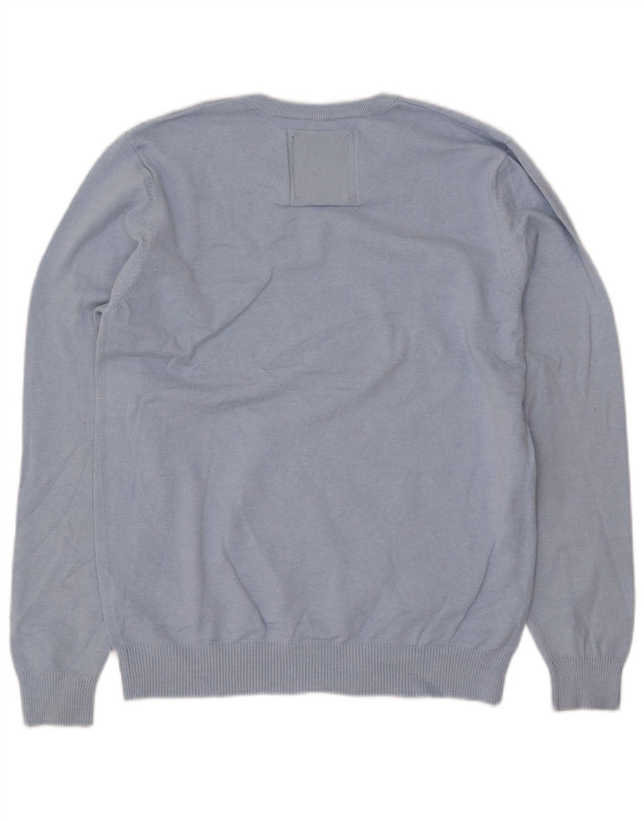 Męski sweter JACK & JONES z dekoltem w kształcie litery V, duży, niebieski, akrylowy
