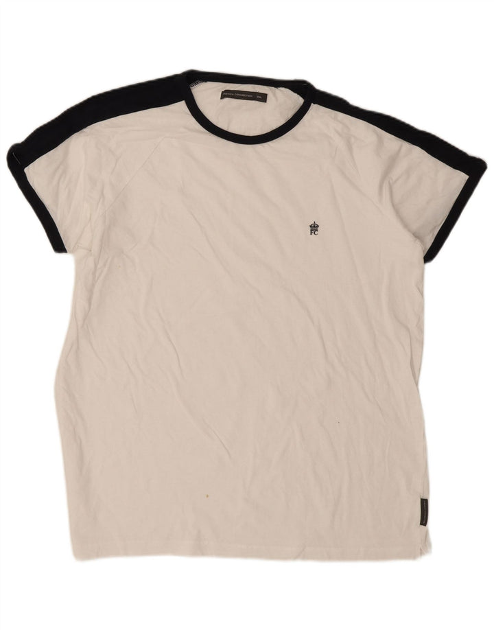 T-shirt męski French Connection Top 2XL Biała bawełna z blokami kolorów