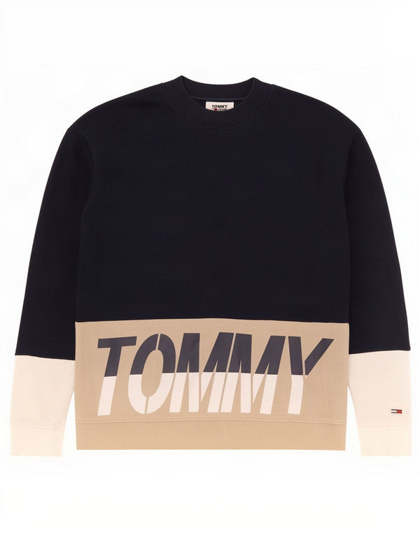 Męska bluza z grafiką Tommy Hilfiger, mała, granatowa, z blokami kolorów