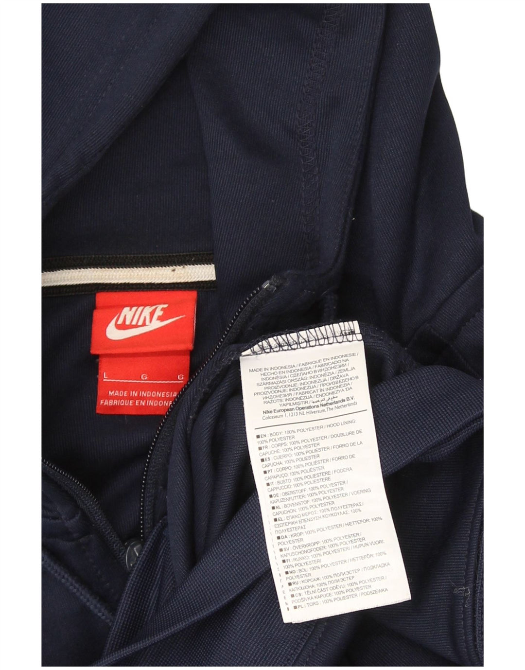 Męski sweter z kapturem i zamkiem błyskawicznym Nike, duży, granatowy, kolorowy poliester