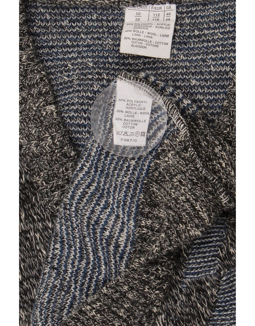 Męski sweter VINTAGE z dekoltem w kształcie litery V UK 46/48 2XL Wielokolorowy geometryczny