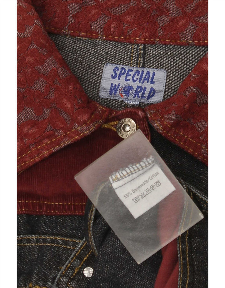 Damska kurtka dżinsowa w stylu vintage UK 18 XL, niebieska, patchworkowa, bawełniana