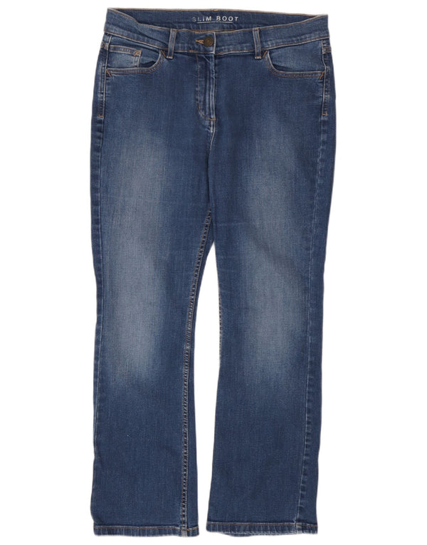 Marks & Spencer Damskie jeansy Slim Bootcut UK 14, duże, W34 L28, niebieska bawełna
