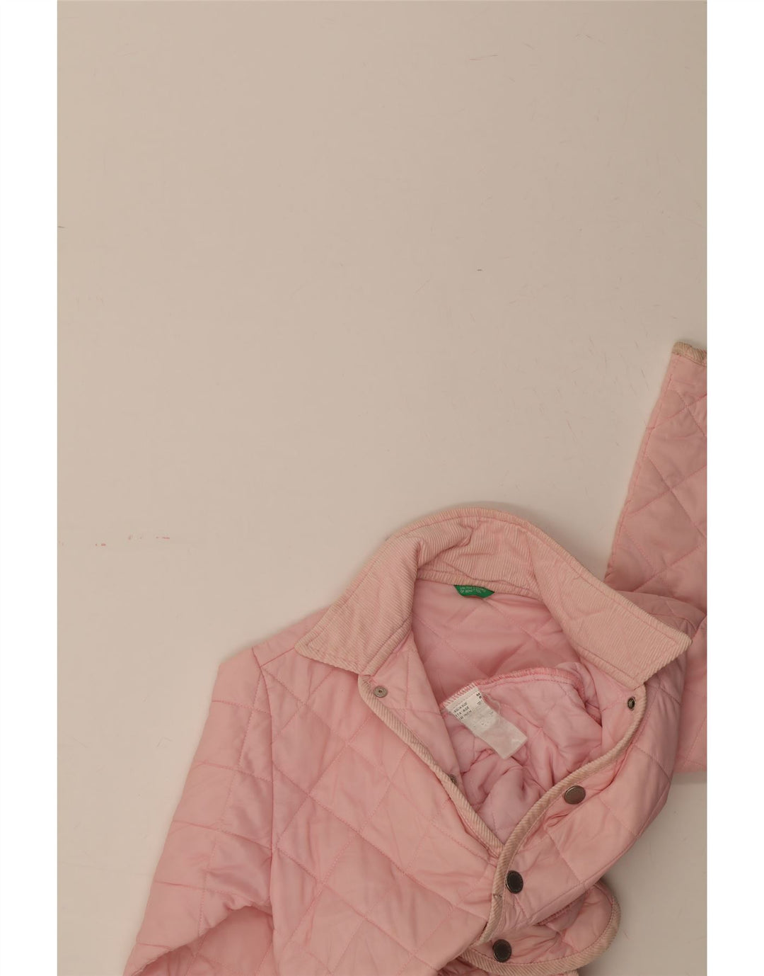 BENETTON Girls Quilted Jacket 7-8 Years Medium Pink Polyester Vintage Benetton and Second-Hand Benetton from Messina Hembry 