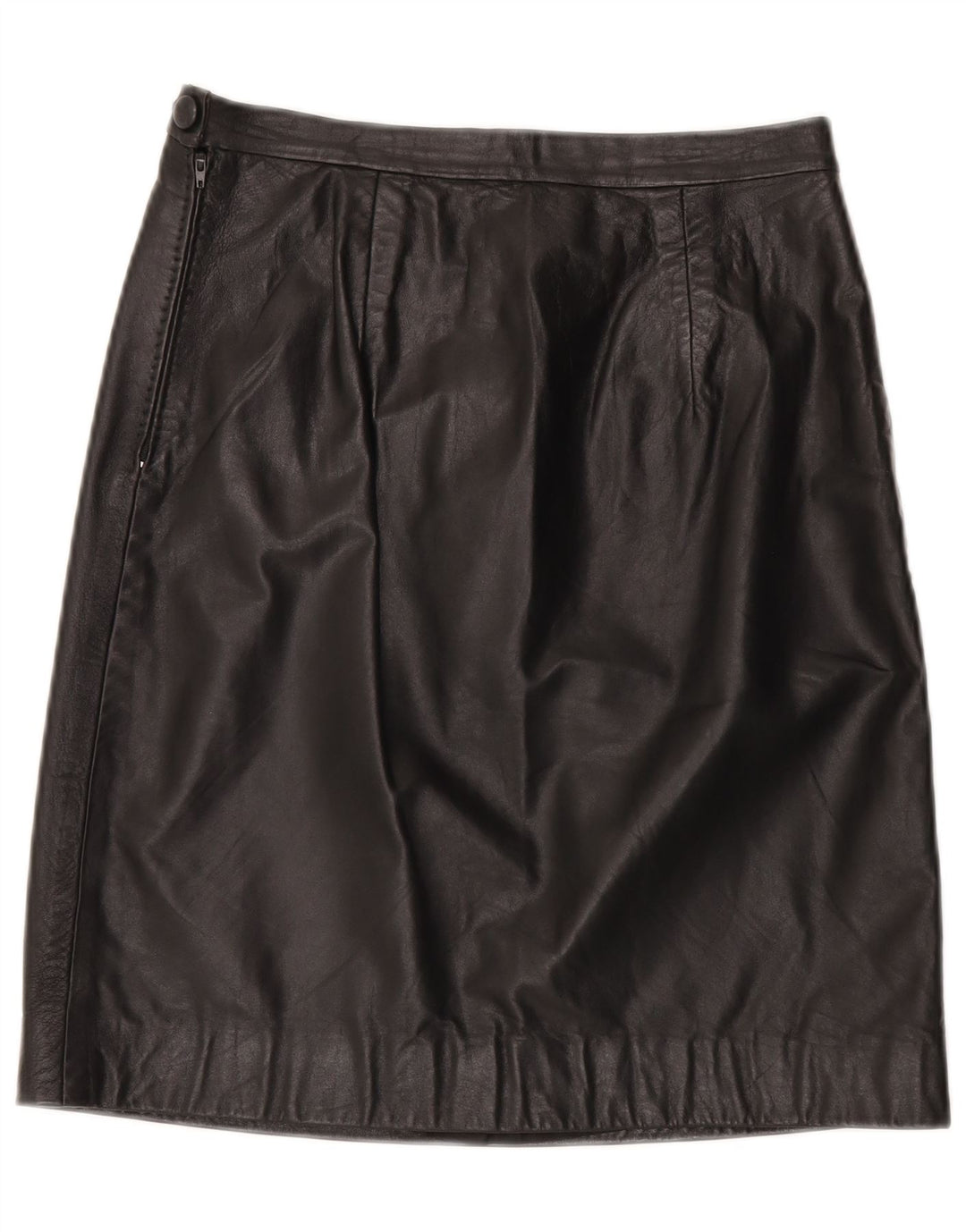 Vintage damska skórzana spódnica W29 średnia czerń