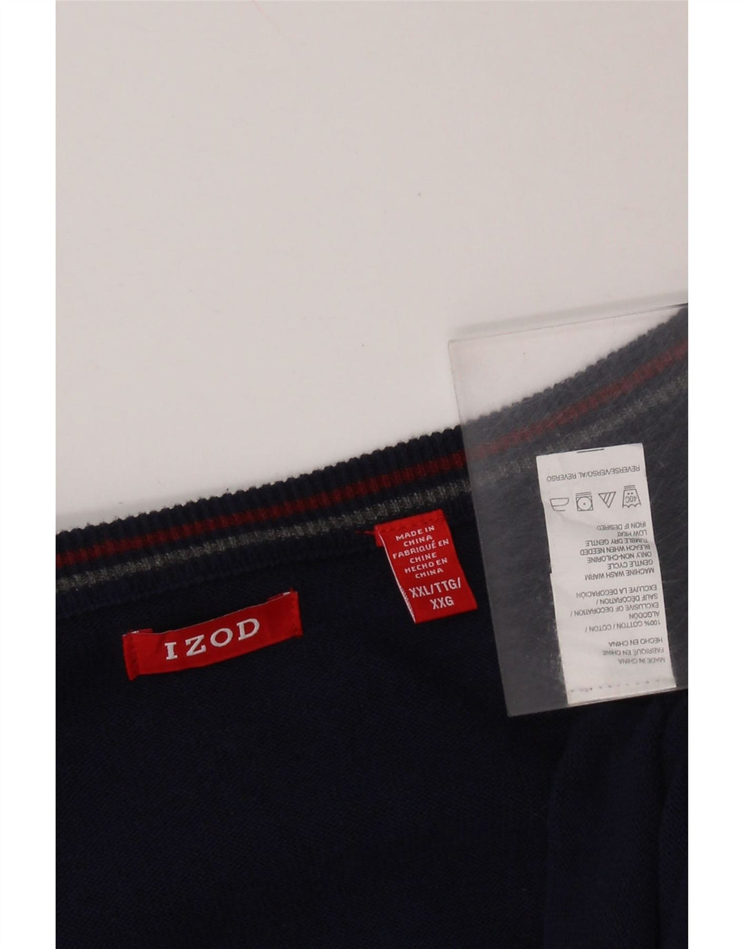 IZOD Męski sweter z dekoltem w kształcie litery V, 2XL, granatowy, bawełniany