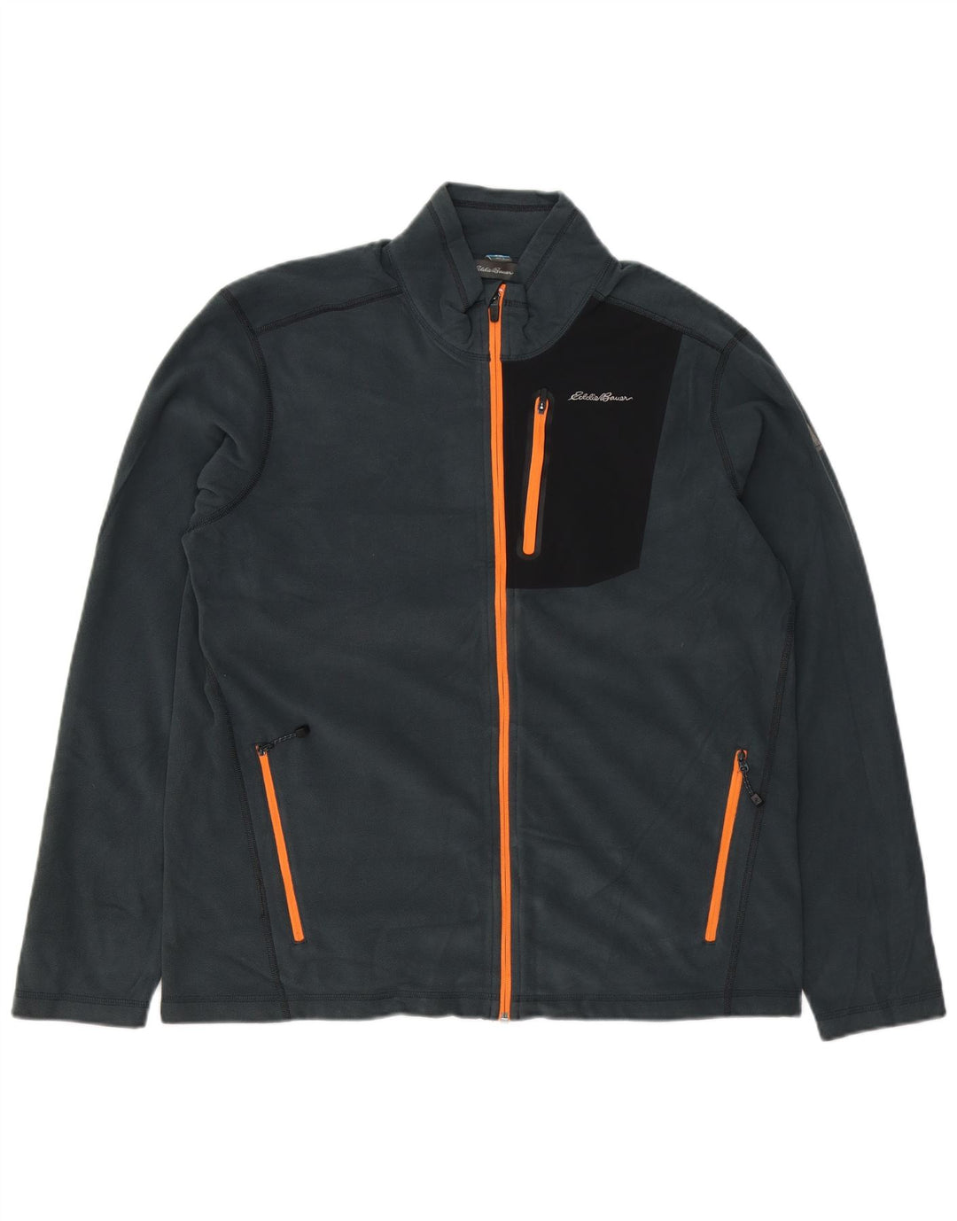 Męska kurtka polarowa EDDIE BAUER UK 40, duża niebieska nylonowa z blokami kolorów
