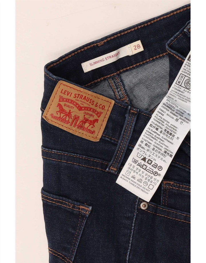 Damskie jeansy wyszczuplające Levi's Straight W28 L26 Granatowa bawełna