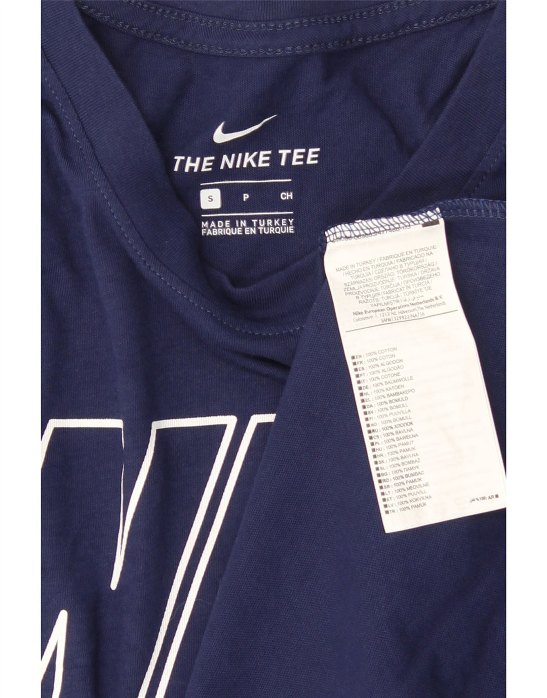 Męski T-shirt z grafiką NIKE, mały, granatowy, bawełniany